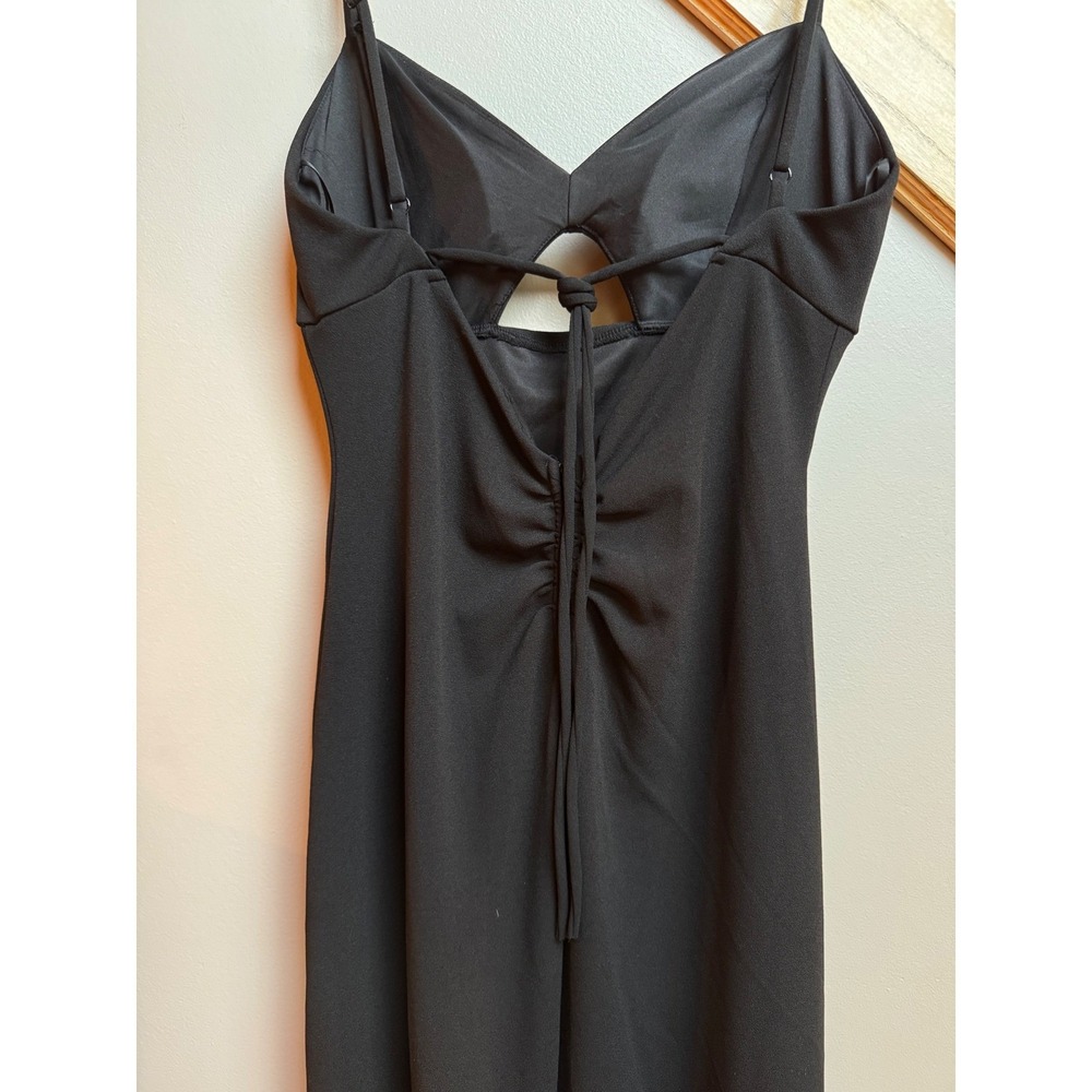 Windsor Women Black Maxi Dress‎ L Cutout Ruched Slit Formal Evening Gown Prom - Picture 6 of 10